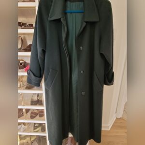 100% Wool Dark Green Trench Coat